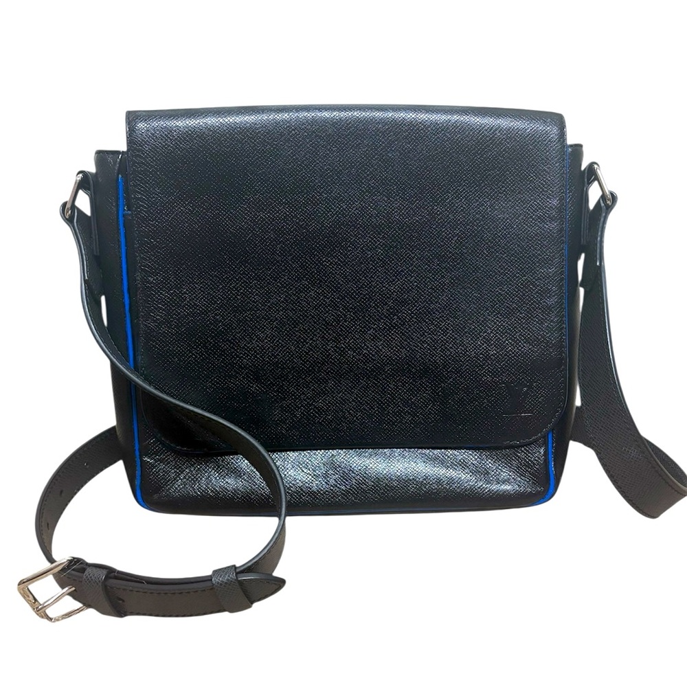 Louis Vuitton LV Roman MM Taiga Leather Bag Rare Ardoise Black Blue Restored EUC